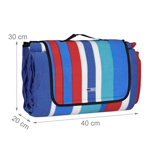 Relaxdays - XXL Insulated Waterproof Picnic Blanket With Carry Handle, Striped