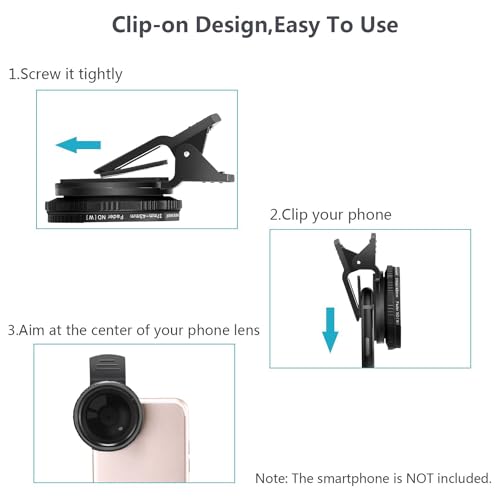 NEEWER - 37mm Clip-On ND2-ND400 Adjustable Phone Lens Filter Kit