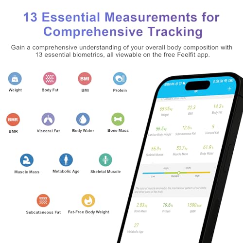 Healthkeep - Bluetooth Body Scales With App, 13 Body Data, Capacity 180kg/400lb