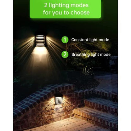 Whousewe - Solar Fence Lights Outdoor Waterproof Warm Light (Pack of 6)