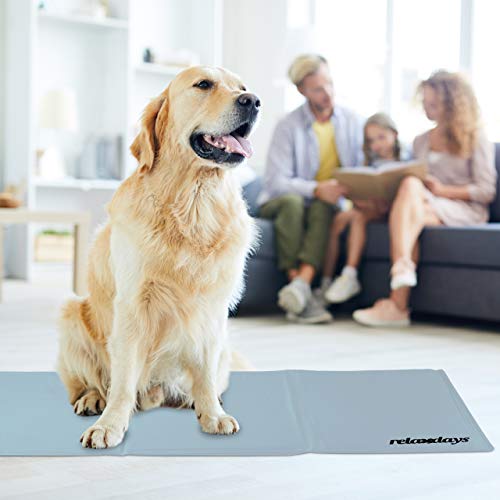 Relaxdays - Self-Cooling Dog Mat, Wipeable Gel Pad, 60 x 100 cm, Grey