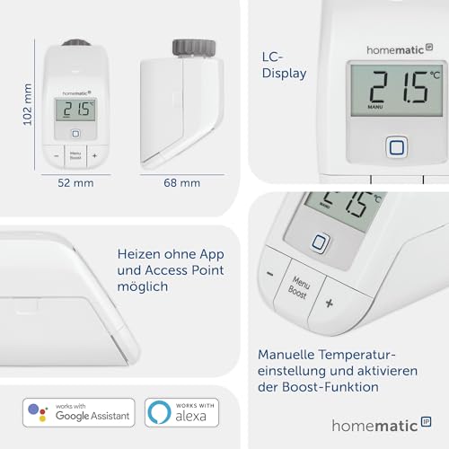 Homematic IP - Smart Home Radiator Thermostat, Digital Control via App & Voice