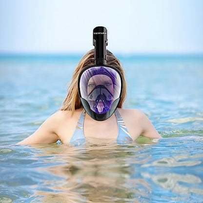 AquaVision - Full Face Snorkel Mask With Detachable Camera Mount, Anti-Fog & Leak Proof