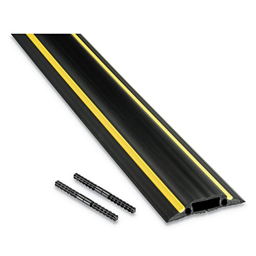 D-Line yellow and black cable cover, 72 inches long and 3.25 inches wide, designed to protect cables and minimize trip hazards on floors.