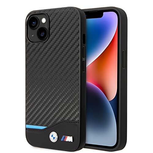 CG MOBILE - BMW Phone Case for iPhone 14 Plus, Black PU Carbon Fiber, Shock Absorption