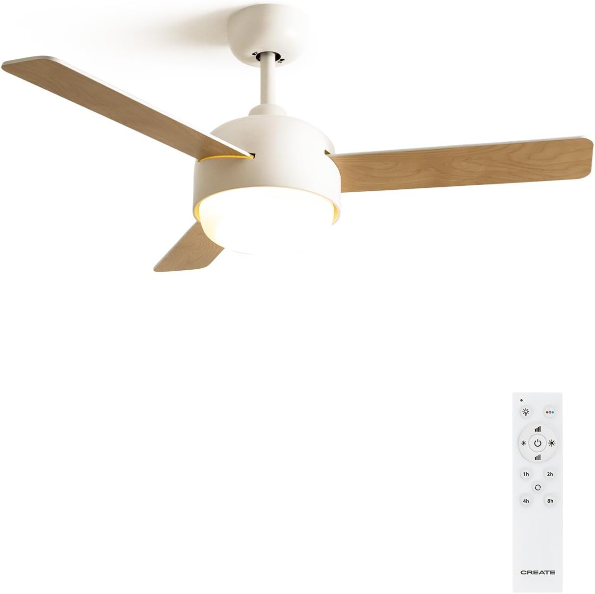 CREATE - Windball Ceiling Fan White With Lighting - 6 Speeds, 3 Light Temperatures, 40 W, Diameter 112 cm