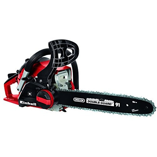 Einhell GC-PC 1335 I TC petrol chainsaw with a 1.3 kW engine and a 33.5 cm blade length featuring a mixing bottle and sword guard