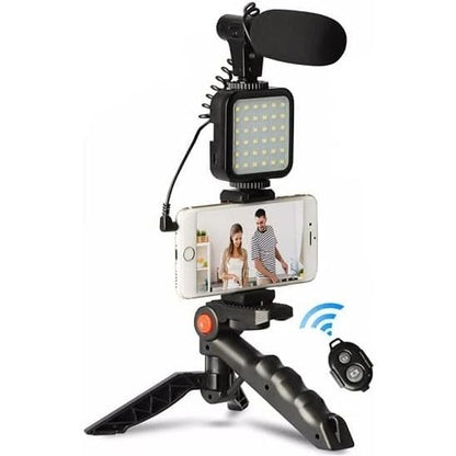 Ay-49 - Video Vlog Tripod Kit With Microphone And Light For Live Broadcast