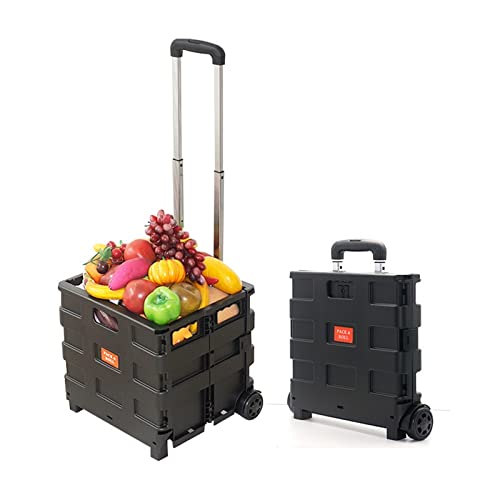 Folding trolley cart for shopping with vegetable basket and convenient storage in hortel color