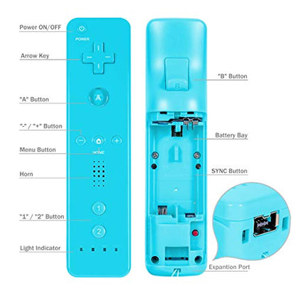 SogYupk - Wireless Wii Remote Controller with Silicone Case and Wrist Strap (Blue)