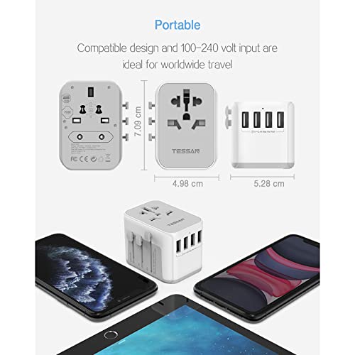 TESSAN - Worldwide Plug Adapter with 4 USB Ports and 1 AC Socket