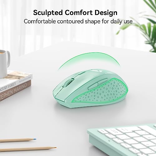 TECKNET - Wireless Mouse 2.4G With 6 Adjustable DPI Levels, Ergonomic Grip, Green