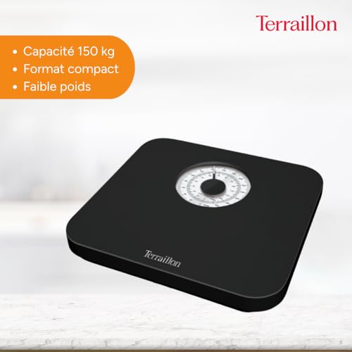 Terraillon - Nautic Noir Mechanical Bathroom Scale - Large Dial, 150kg Capacity