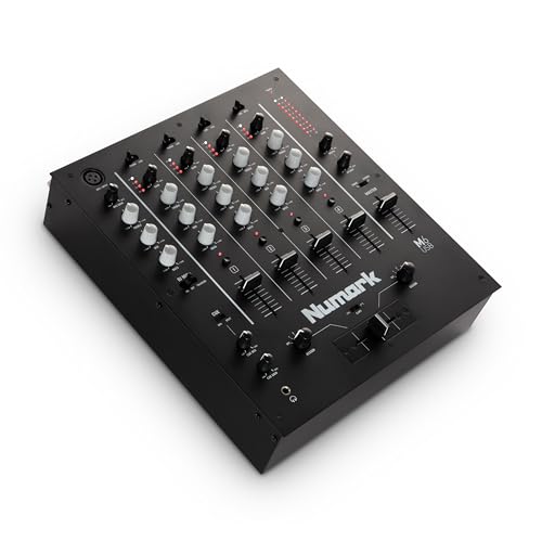 4-channel DJ mixer featuring built-in audio interface 3-band equalizer microphone input and replaceable crossfader with slope control