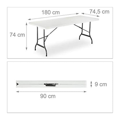 Relaxdays - Folding Garden Furniture Set, Table and Benches, White