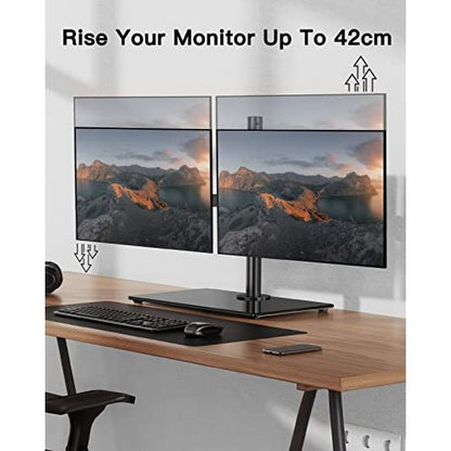 ErGear - Dual Monitor Mount for 13-32 Inch Screens, Swivel & Freestanding Base