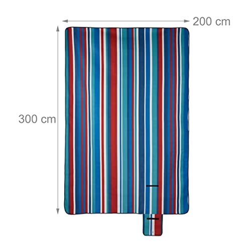 Relaxdays - XXL Insulated Waterproof Picnic Blanket With Carry Handle, Striped