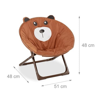 Relaxdays - Children's Folding Moon Chair, Indoor/Outdoor, Brown, 48 x 51 x 48 cm