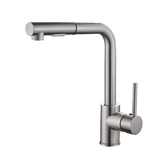 Zpspz - Modern Brass Kitchen Faucet With Pull Down Sprayer, Brushed Nickel