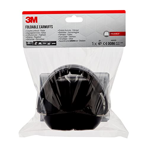 3M - Adjustable Padded Foldable Safety Earmuffs, 94-105 dB, Black