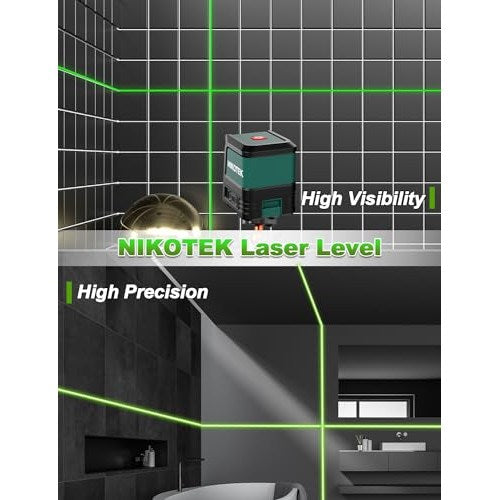 Nikotek - Green Self-Leveling Laser Level With Carrying Bag, IP54 Waterproof