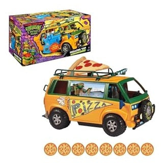 Experience the action with TMNT Mutant Mayhem's Pizza Fire Delivery Van! Room for all Turtles, authentic movie design, and exciting pizza launcher feature.