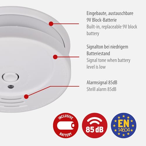 Brennenstuhl - Smoke Detector Set 3x RM C 9010 with Replaceable Battery