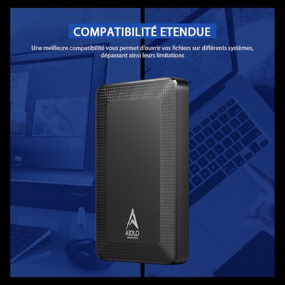 Aiolo - 1T Ultra Slim Portable External Hard Drive HDD-USB 3.0 for PC, Mac & More