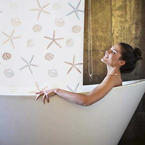 Relaxdays - Water-Repellent Roller Blind for Bath & Shower, Shell Design, 140x240cm