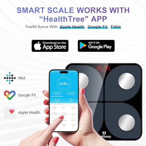 Healthkeep - Bluetooth Body Scales With App, 13 Body Data, Capacity 180kg/400lb