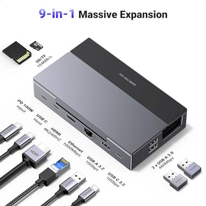 UGREEN - 9-in-1 USB C Docking Station with 4K HDMI and Adjustable Stand