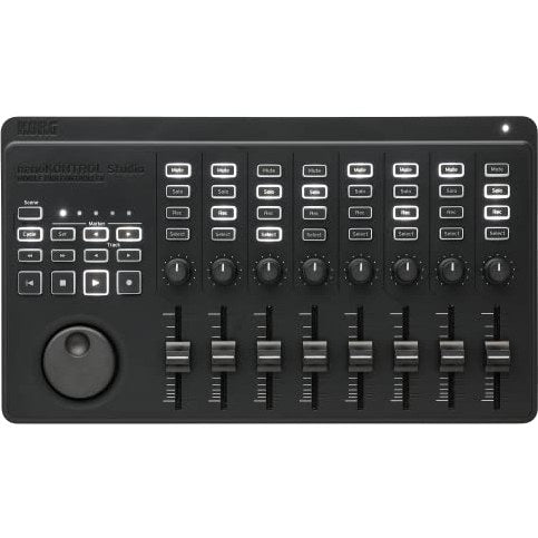 A lightweight and compact 45-key MIDI controller by KORG, featuring USB and wireless connectivity for mobile music production, designed with a refined style and equipped with transport keys and mixer controls.