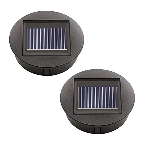 Set of two replacement tops for solar lights featuring LED bulbs and solar panels designed for outdoor hanging lanterns, ideal for DIY garden decor.