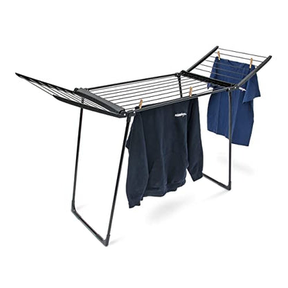 Relaxdays - Folding Plastic Clothes Drying Rack, 13 M, Black, 104 X 169 X 54.5 Cm