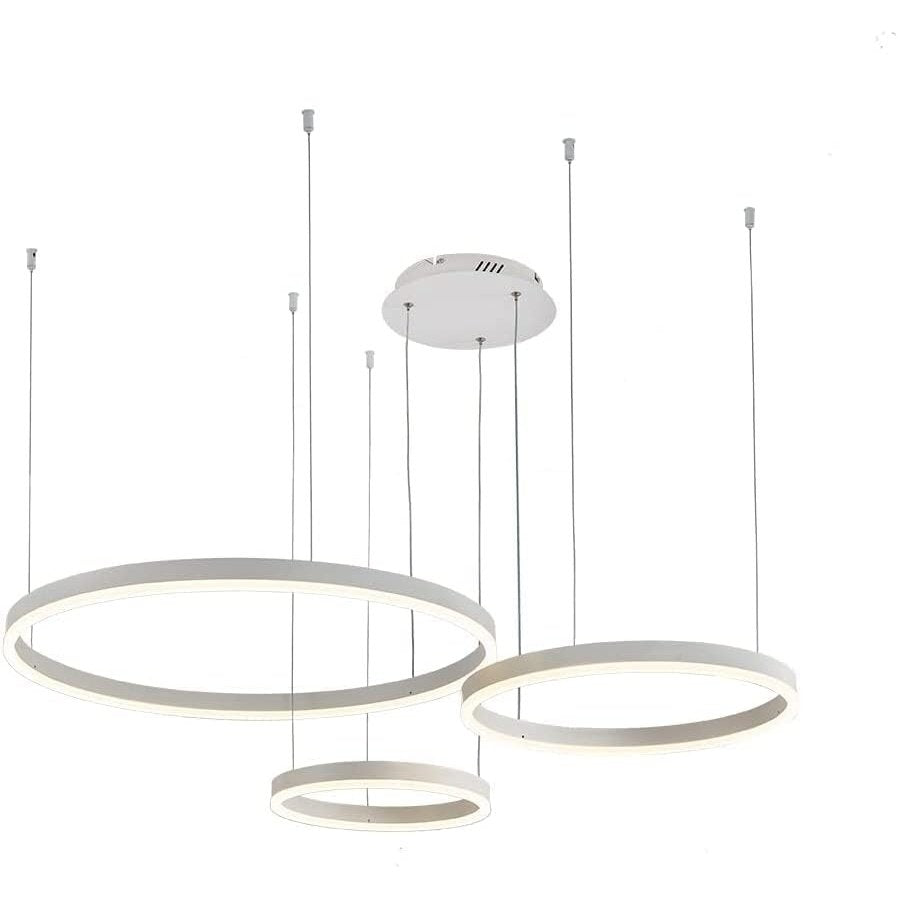 Starryol - Modern LED Pendant Light, 3 Rings, Adjustable, Dimmable 2700K-6500K, With Remote Control, 78W