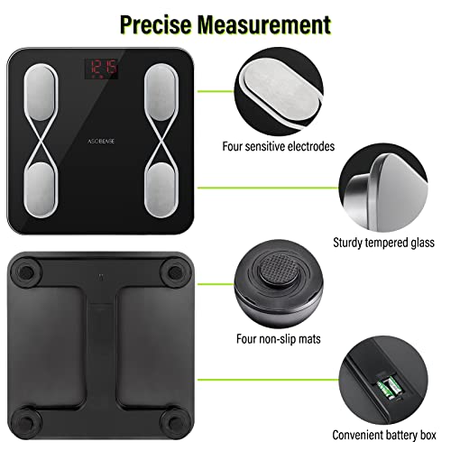 ASOBEAGE - Bluetooth Body Fat Scale with App, BMI, Muscle Weight & More