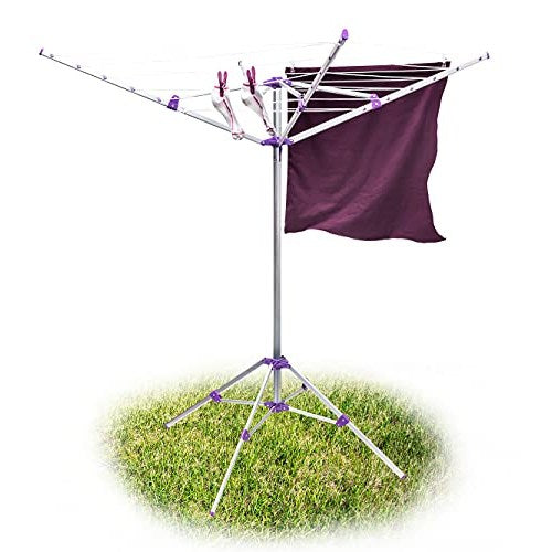 Foldable clothes dryer rack made of aluminium with a drying space of 19 meters, measuring 161 by 120 by 120 centimeters, designed for laundry drying.