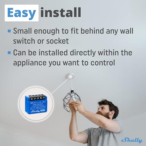 Shelly - Mini Gen3 WiFi & Bluetooth Smart Switch Relay, 1 Channel, Home Automation