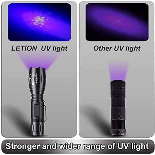 Mowetoo - 2 Pack UV LED Torch with 4 Modes, Waterproof, Super Bright 500lm for Pet Urine Detection