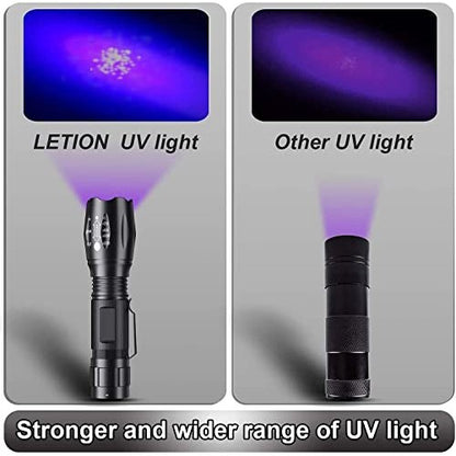 Mowetoo - 2 Pack UV LED Torch with 4 Modes, Waterproof, Super Bright 500lm for Pet Urine Detection