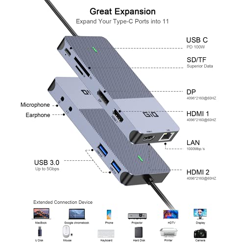 NGE - 8 In 1 USB C Docking Station Hub For MacBook Pro & Air