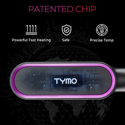 TYMO - Ring Hair Straightener Brush with 5 Temps & Fast Heating, Black