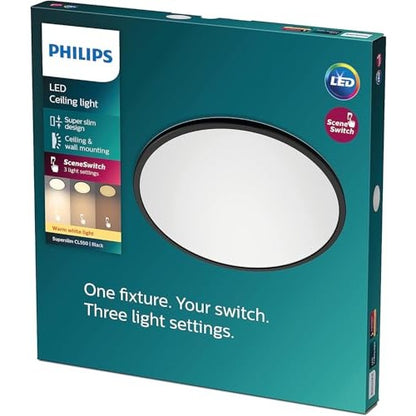 Philips - LED Superslim SceneSwitch Dimmable Ceiling Light 18W Warm White