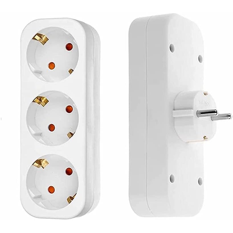 Multi plug socket adaptor designed for EU outlets featuring a child lock for safety