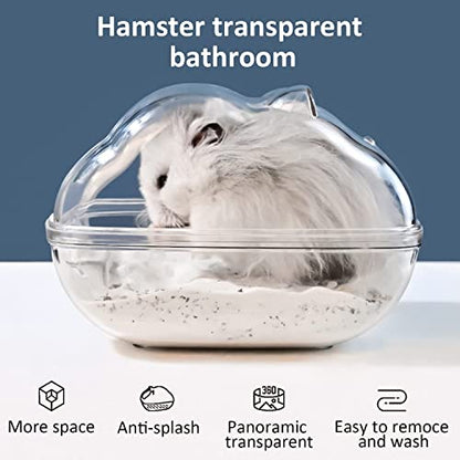 Rzmzby - Transparent Hamster Sand Bath, Small Animal Bathtub with Sand Shovel