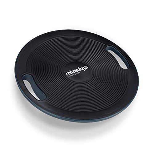 Unisex adult balance board with a non-slip surface and side handles designed for wobble board balance training in black, sold as a single unit in the EU.