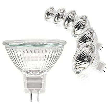 Simusi Dimmable MR16 Halogen Spotlight Bulbs, 20W, 2700K Warm White, Pack of 6 - CRI>99 True Light, 10%-100% Adjustable Brightness, Energy Efficient for Home and Family Safety