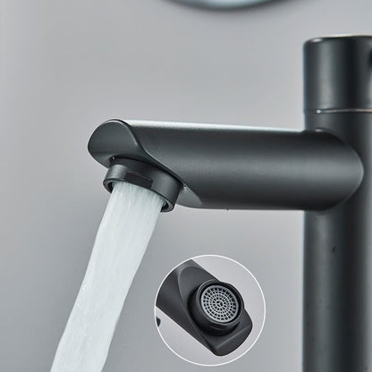 Fjydm - Matte Black Single Handle Bathroom Basin Faucet