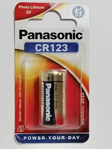 Panasonic CR-123AL/2BP Li-Ion Battery: 3V, 1400mAh capacity, 12-month warranty. Ideal for cameras, reliable power source.