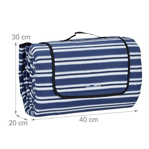 Relaxdays - XXL Picnic Blanket, 200x300 cm, Waterproof Thermal Insulation, Blue/White